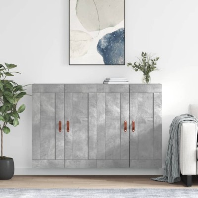 Armarios de pared 2 uds madera de ingeniería gris hormigón