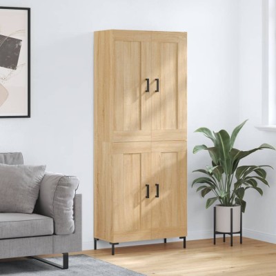 Aparador alto madera contrachapada color roble 69,5x34x180 cm