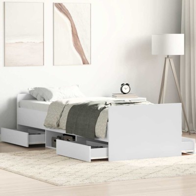 Estructura de cama con cabecero piecero blanca 100x200 cm