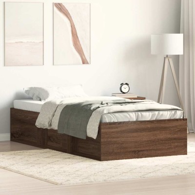 Estructura de cama roble marrón 75x190 cm