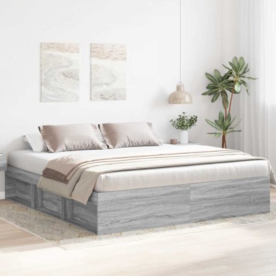Estructura de cama Sonoma gris 200x200 cm