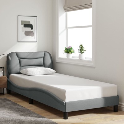 Estructura de cama sin colchón tela gris claro 80x200 cm