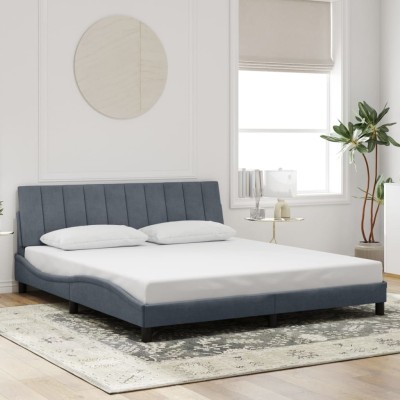 Estructura de cama sin colchón terciopelo gris oscuro 180x200cm