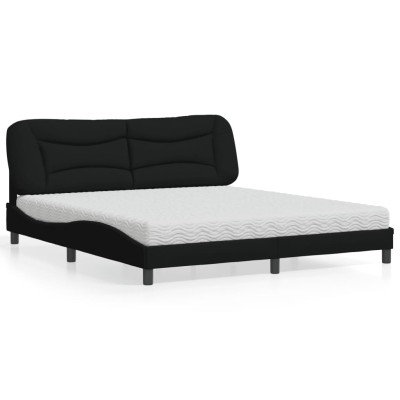 Cama con colchón de tela negro 180x200 cm