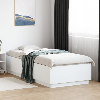 Estructura de cama con LED madera ingeniería blanco 100x200 cm