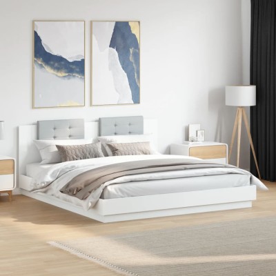 Estructura cama con cabecero madera ingeniería blanco 160x200cm