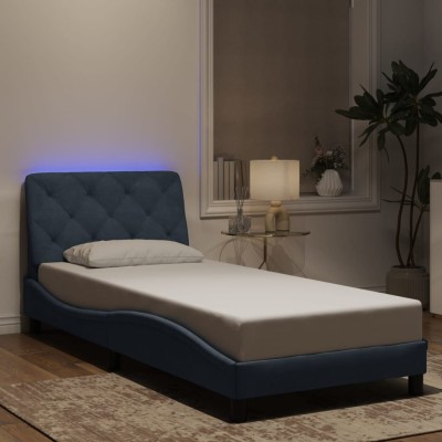 Estructura cama con luces LED terciopelo gris oscuro 80x200 cm