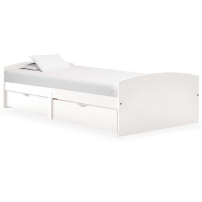 Estructura de cama con 2 cajones sin colchón blanco 90x200 cm