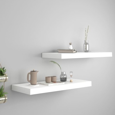 Estantes flotantes de pared 2 uds MDF blanco 60x23,5x3,8 cm