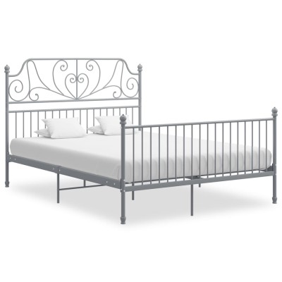 Estructura de cama sin colchón metal gris 160x200 cm