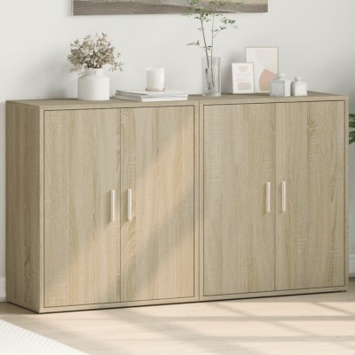Aparador de madera de ingeniería 2 uds roble Sonoma 60x31x70 cm