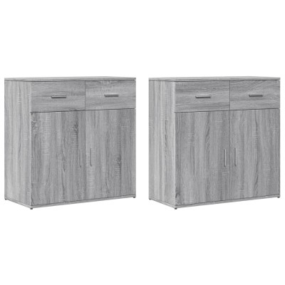 Aparadores 2 uds madera de ingeniería gris Sonoma 79x38x80 cm