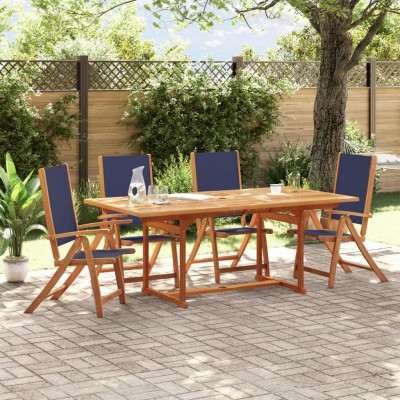 Juego comedor de jardín 5 pzas madera maciza acacia y textileno