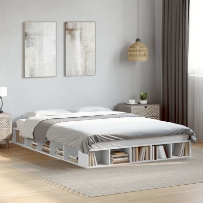 Estructura de cama madera de ingeniería blanca 160x200 cm