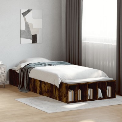 Estructura de cama madera de ingeniería roble humo 100x200 cm