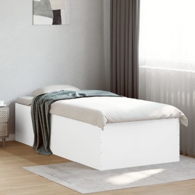Estructura de cama madera de ingeniería blanca 90x190 cm