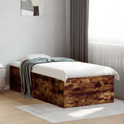 Estructura de cama madera de ingeniería roble ahumado 90x190 cm