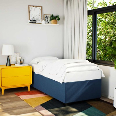 Estructura de cama sin colchón tela azul 90x200 cm