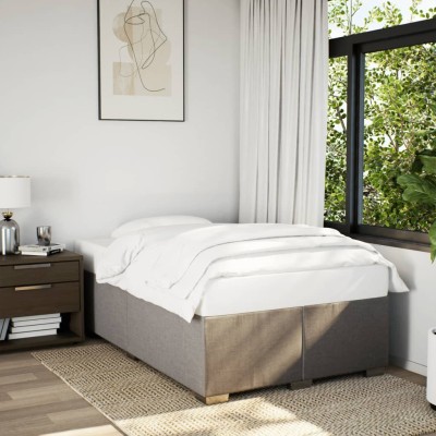 Estructura de cama sin colchón tela gris taupe 120x190 cm