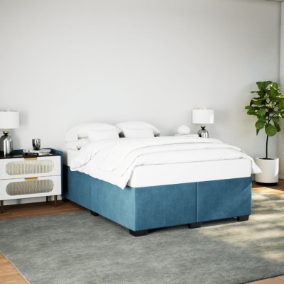 Estructura de cama de terciopelo azul 160x200 cm