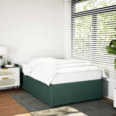 Estructura cama sin colchón terciopelo verde oscuro 120x200 cm