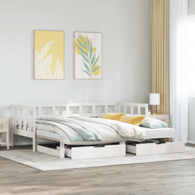 Sofá cama nido con cajones sin colchón blanco 80x200 cm