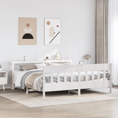 Cama sin colchón madera maciza de pino blanca 180x200 cm