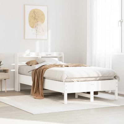 Estructura de cama sin colchón madera de pino blanca 90x200 cm