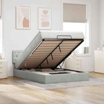 Estructura cama otomana con colchón gris claro 140x200cm