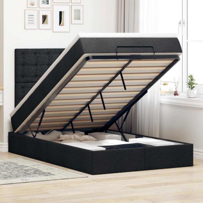 Estructura cama otomana colchón tela negro 120x200cm