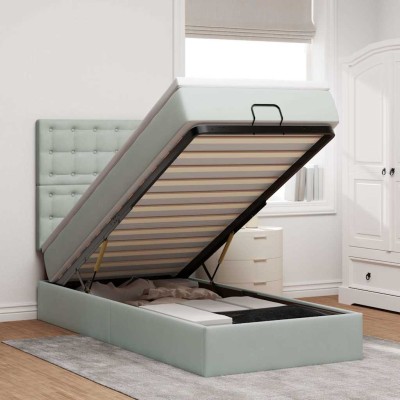 Estructura cama otomana colchones gris claro 90x200cm