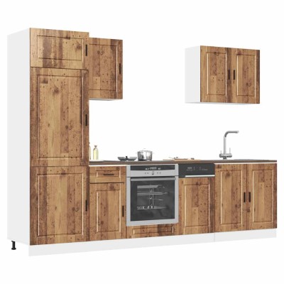 Conjunto de armarios de cocina de 7 piezas "Porto" de madera vieja de ingeniería
