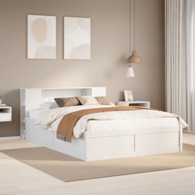 Estructura de cama sin colchón madera de pino blanco 135x190 cm