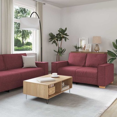 Juego de Sofá con cojín 3 pcs Rojo vino 220 x 78 x 84 cm tela