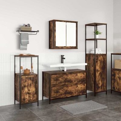 Juego de muebles de baño 3 pcs Roble ahumado 90 x 34.5 x 60 cm