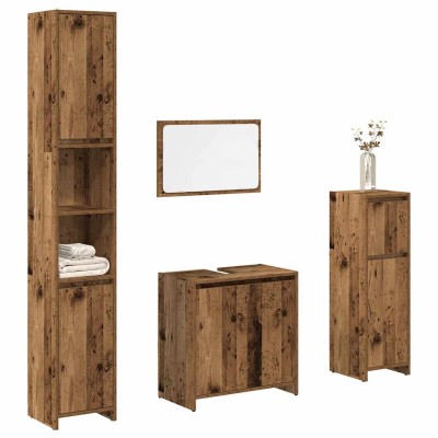 Juego de muebles de baño 4 piezas madera ingeniería envejecida
