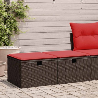 Set sofás jardín y cojines 2 pzas ratán sintético acacia marrón