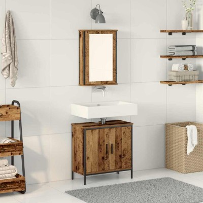 Juego de muebles de baño 2 pcs Marrón 60 x 30 x 60 cm