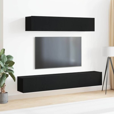 Conjunto de mueble de TV 4 pcs Roble negro 100 x 30 x 30 cm