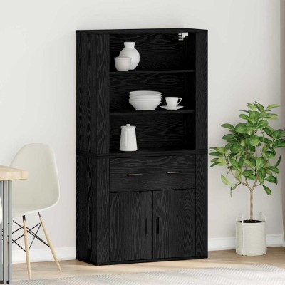 Aparador Roble negro 80 x 33 x 150 cm Madera contrachapada