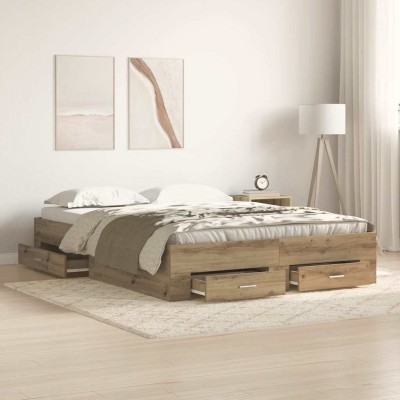 Estructura de cama con cajones Roble artisan 140 x 200 cm