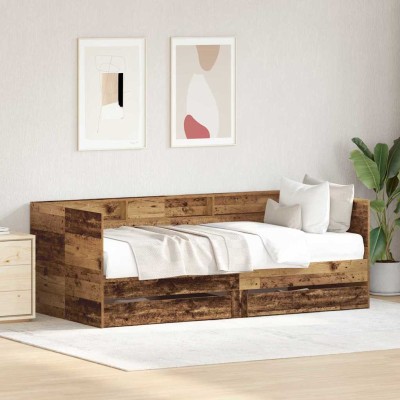 Marco de diván con cajones Madera vieja 100 x 200 cm