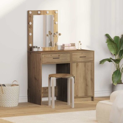 Mesa de tocador con cajón 2 pcs Marrón 50 x 41 x 135 cm