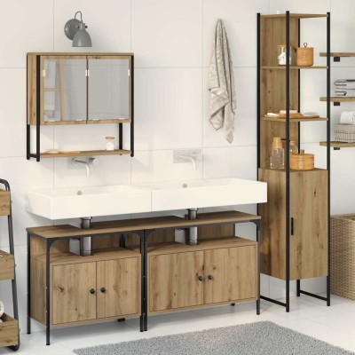 Juego de muebles de baño 4 pcs Roble artisan 33 x 33 x 185.5 cm