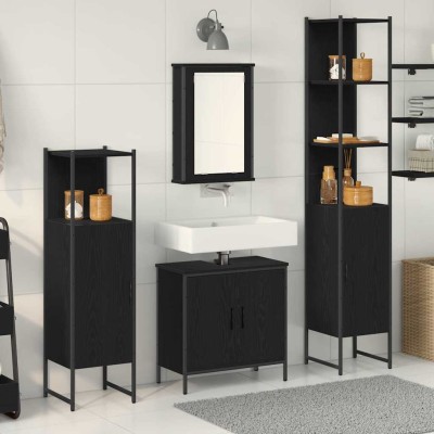 Juego de muebles de baño 4 pcs Negro 33 x 33 x 185.5 cm