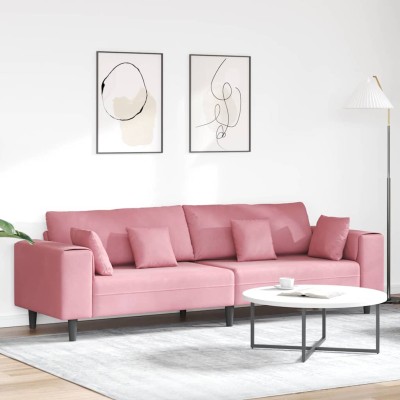 Sofá de terciopelo con cojín Rosa 209 cm Terciopelo