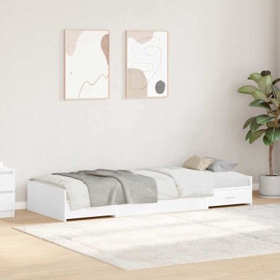 Cama con almacenamiento Blanco 100 x 200 cm Madera contrachapada