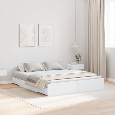 Cama con almacenamiento con cabecera Blanco 140 x 200 cm