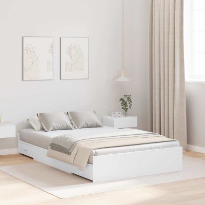 Cama con almacenamiento con cabecera Blanco 120 x 190 cm