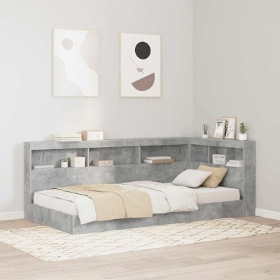 Cabecera de almacenamiento con estante Gris hormigón 90 cm